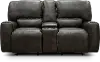 Madrid Charcoal Gray Leather-Match Power Reclining Loveseat with Console