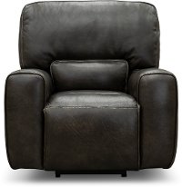 Charcoal Gray Leather-Match Power Recliner - Madrid