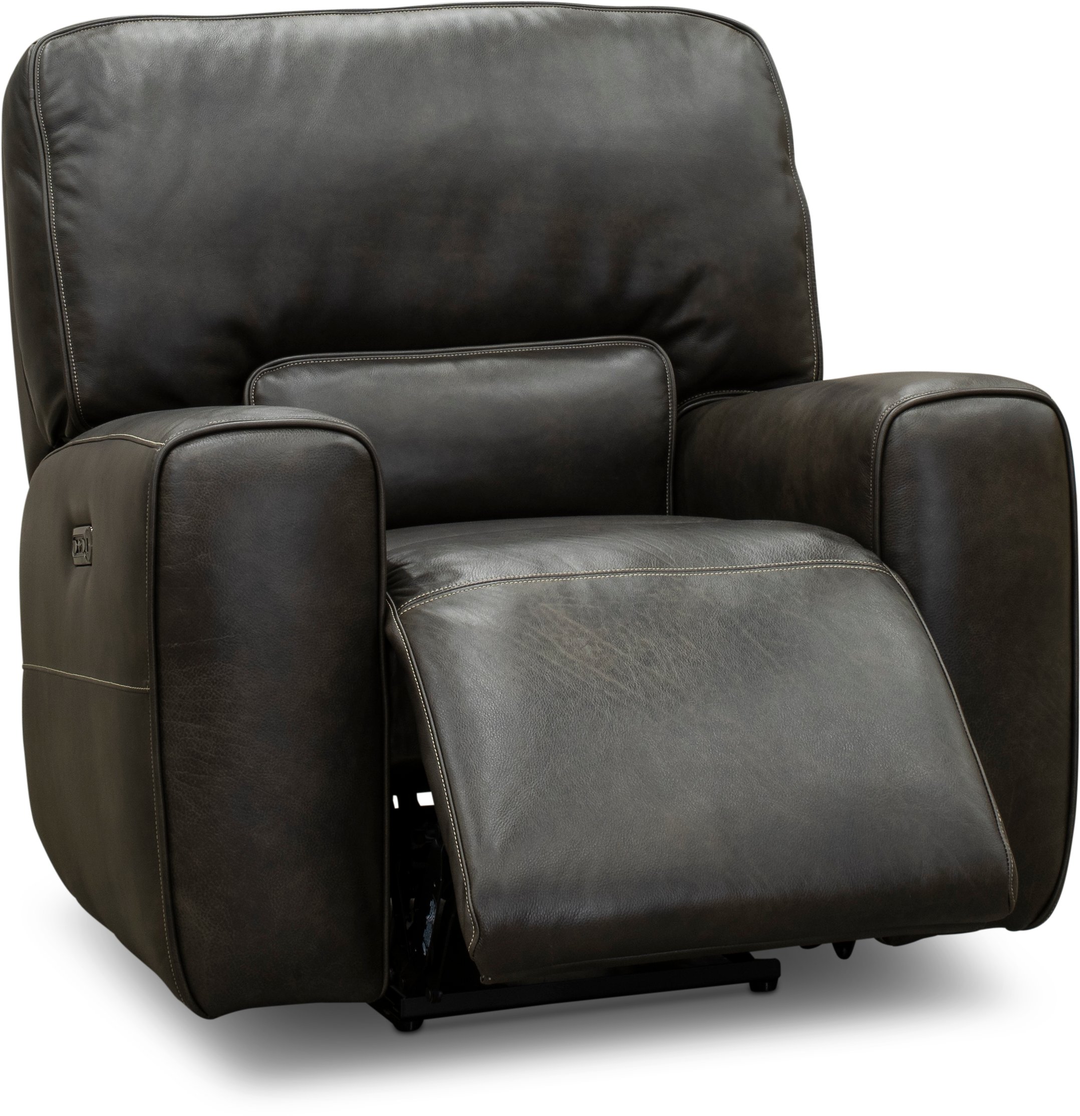 Charcoal Gray Leather-Match Power Recliner - Madrid-2