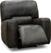 Charcoal Gray Leather-Match Power Recliner - Madrid-2