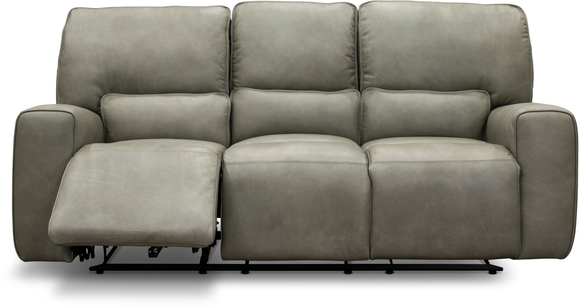 Gray Leather-Match Triple Power Reclining Sofa - Madrid-2
