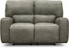 Gray Leather-Match Power Reclining Loveseat - Madrid
