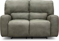 Gray Leather-Match Power Reclining Loveseat - Madrid
