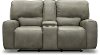 Gray Leather-Match Power Reclining Loveseat with Console - Madrid