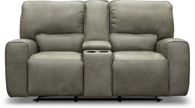 Gray Leather Match Power Reclining, Black Leather Loveseat Recliner With Console