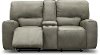 Gray Leather-Match Power Reclining Loveseat with Console - Madrid-2
