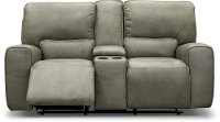 Gray Leather-Match Power Reclining Loveseat with Console - Madrid-2