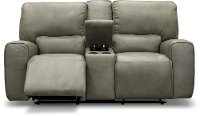 Gray Leather-Match Power Reclining Loveseat with Console - Madrid-3