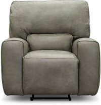 Gray Leather-Match Power Recliner - Madrid