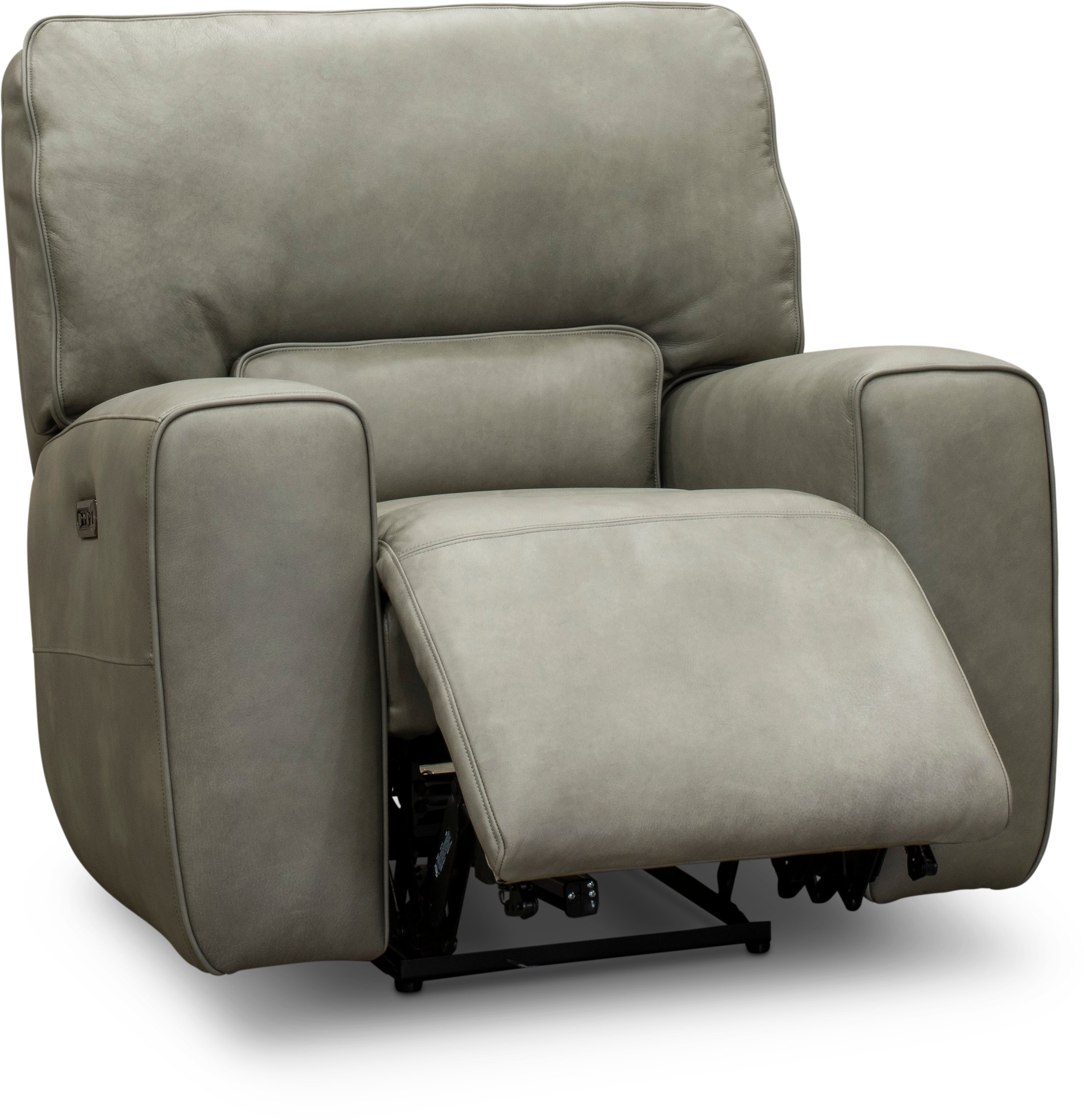 Gray Leather-Match Power Recliner - Madrid-2