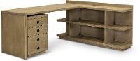 Weathered Brown L-Shaped Desk with Filing Cabinet - Perspectives-2