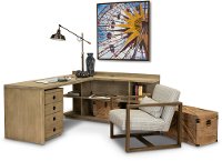 Weathered Brown L-Shaped Desk with Filing Cabinet - Perspectives-3