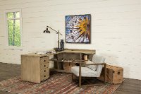 Weathered Brown L-Shaped Desk with Filing Cabinet - Perspectives-4