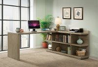 Weathered Brown L-Shaped Desk - Perspectives
