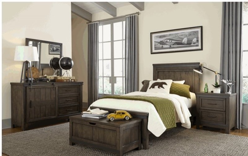 industrial rustic gray 4 piece twin bedroom set - thornwood hills