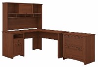 Light Cherry L Shaped Desk with Hutch and Lateral File Cabinet - Buena Vista-2
