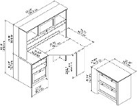 Light Cherry Corner Desk with Hutch and Lateral File Cabinet - Buena Vista-6