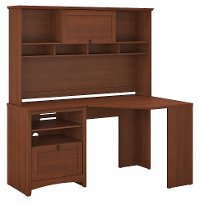 Light Cherry Brown Corner Desk with Hutch - Buena Vista-2