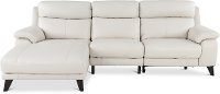 Frost White Leather-Match Power Reclining Sofa with Left-arm Facing Chaise - Venice
