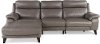 Elephant Gray Leather-Match Power Reclining Sofa with Left-arm Facing Chaise - Venice