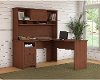 Light Cherry Brown L Shaped Desk with Hutch - Buena Vista