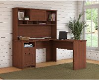 Light Cherry Brown L Shaped Desk with Hutch - Buena Vista