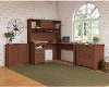 Light Cherry L Shaped Desk with Hutch, Lateral File and Small Storage Cabinet - Buena Vista