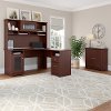 Harvest Cherry L Shaped Desk with Hutch and Small Storage Cabinet with Doors - Cabot