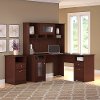 Harvest Cherry L Shaped Desk with Hutch and 2 Drawer File Cabinet - Cabot