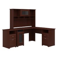 Harvest Cherry L Shaped Desk with Hutch and 2 Drawer File Cabinet - Cabot-2