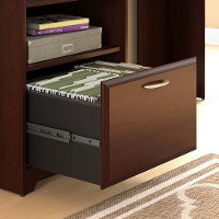 Harvest Cherry Corner Desk with Hutch and Small Storage Cabinet with Doors - Cabot-3