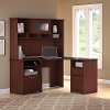 Harvest Cherry Corner Desk with Hutch and 2 Drawer File Cabinet - Cabot