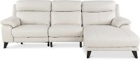 Frost White Leather-Match Power Reclining Sofa with Right-arm Facing Chaise - Venice