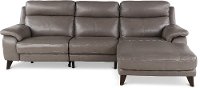 Elephant Gray Leather-Match Power Reclining Sofa with Right-arm Facing Chaise - Venice