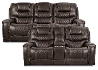 Charcoal Gray Power Reclining Living Room Set - Desert