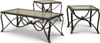 Glass Top Antique 3 Piece Coffee Table Set - Monarch