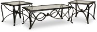 Glass Top Antique 3 Piece Coffee Table Set - Monarch-2