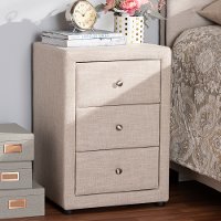 147-8162-RCW Contemporary Beige Upholstered Nightstand - Tessa