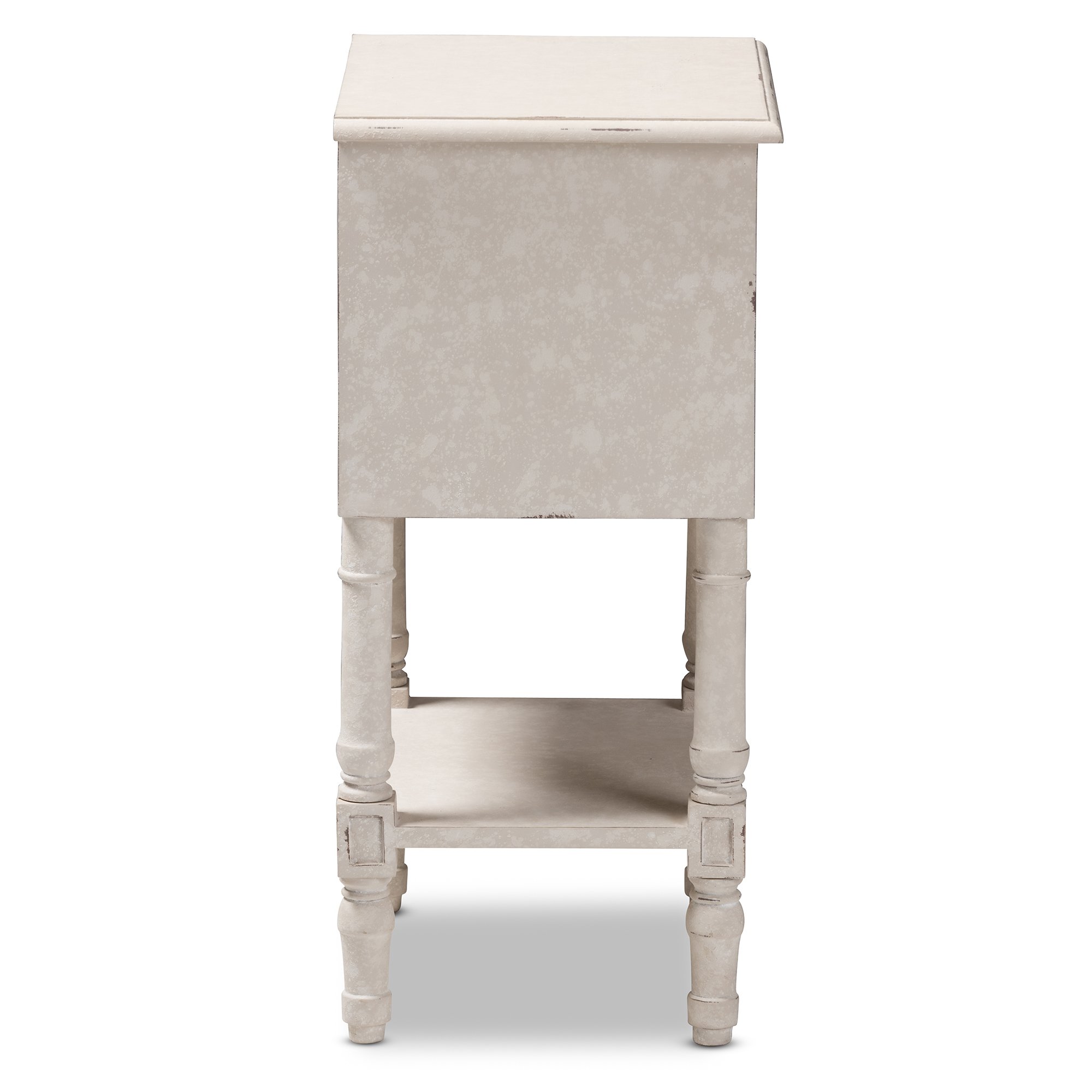 Classic Cottage Antiqued White Nightstand - Lenore-5