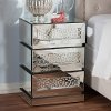 136-7478-RCW Hollywood Regency Glamour Mirrored 3 Drawer Nightstand - Sabrina