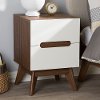 137-7504-RCW Mid-Century Modern White and Walnut Nightstand - Calypso