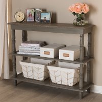 146-8186-RCW Country Cottage Farmhouse Weathered Brown Console Table - Nellie