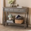 146-8184-RCW Country Cottage Farmhouse Brown Finished Console Table - Noemie
