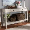 Country Cottage Whitewashed 1-Drawer Console Table - Ariella