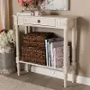 Country Cottage Whitewashed 1-Drawer Console Table - Ariella
