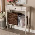 147-8188-RCW Country Cottage Whitewashed 1-Drawer Console Table - Ariella