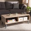 147-8253-RCW Mid Century Modern Oak and Light Grey Wood Coffee Table - Pierre