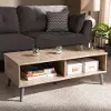 Mid Century Modern Oak and Light Grey Wood Coffee Table - Pierre