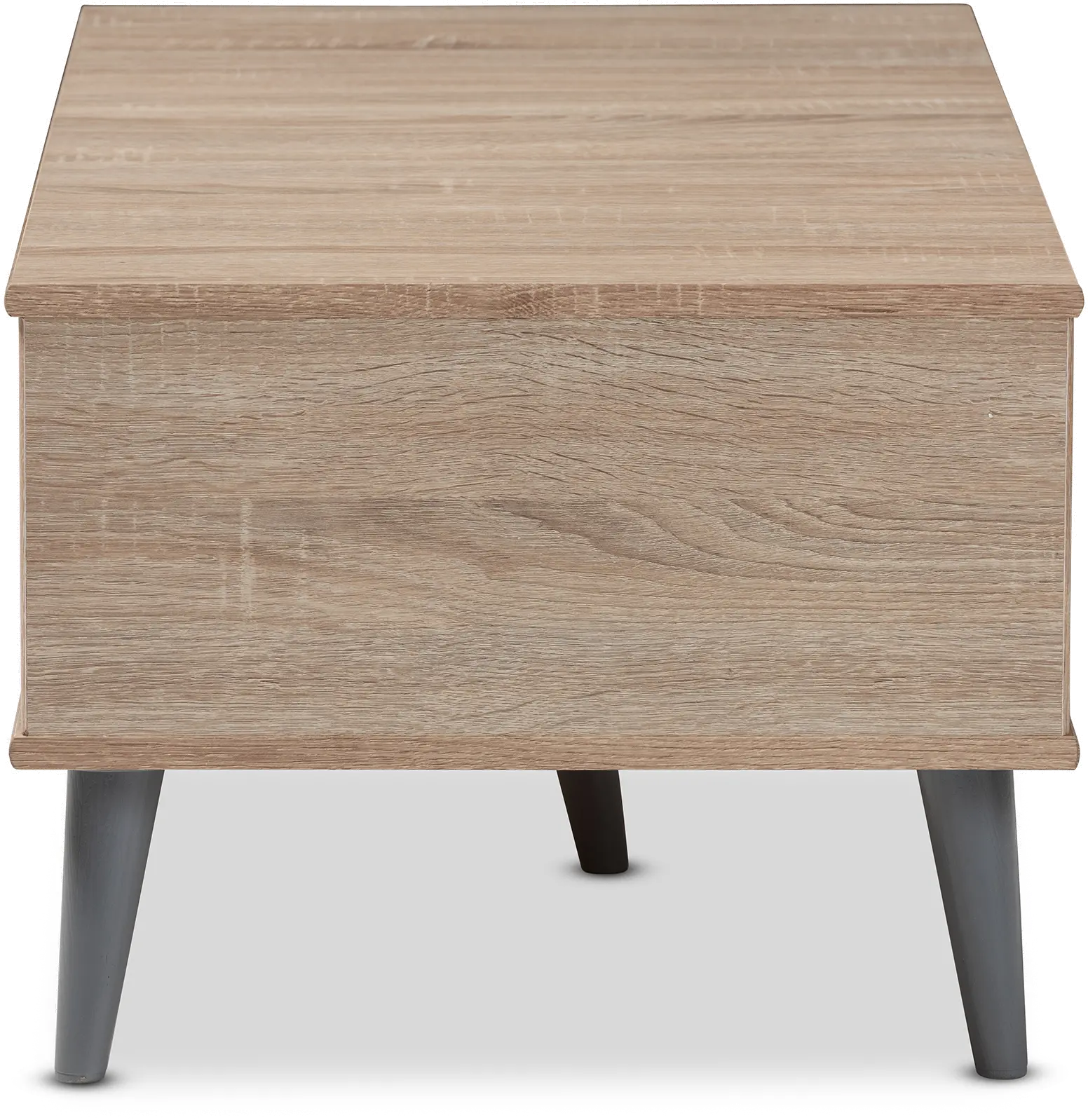 Mid Century Modern Oak and Light Grey Wood Coffee Table - Pierre -4