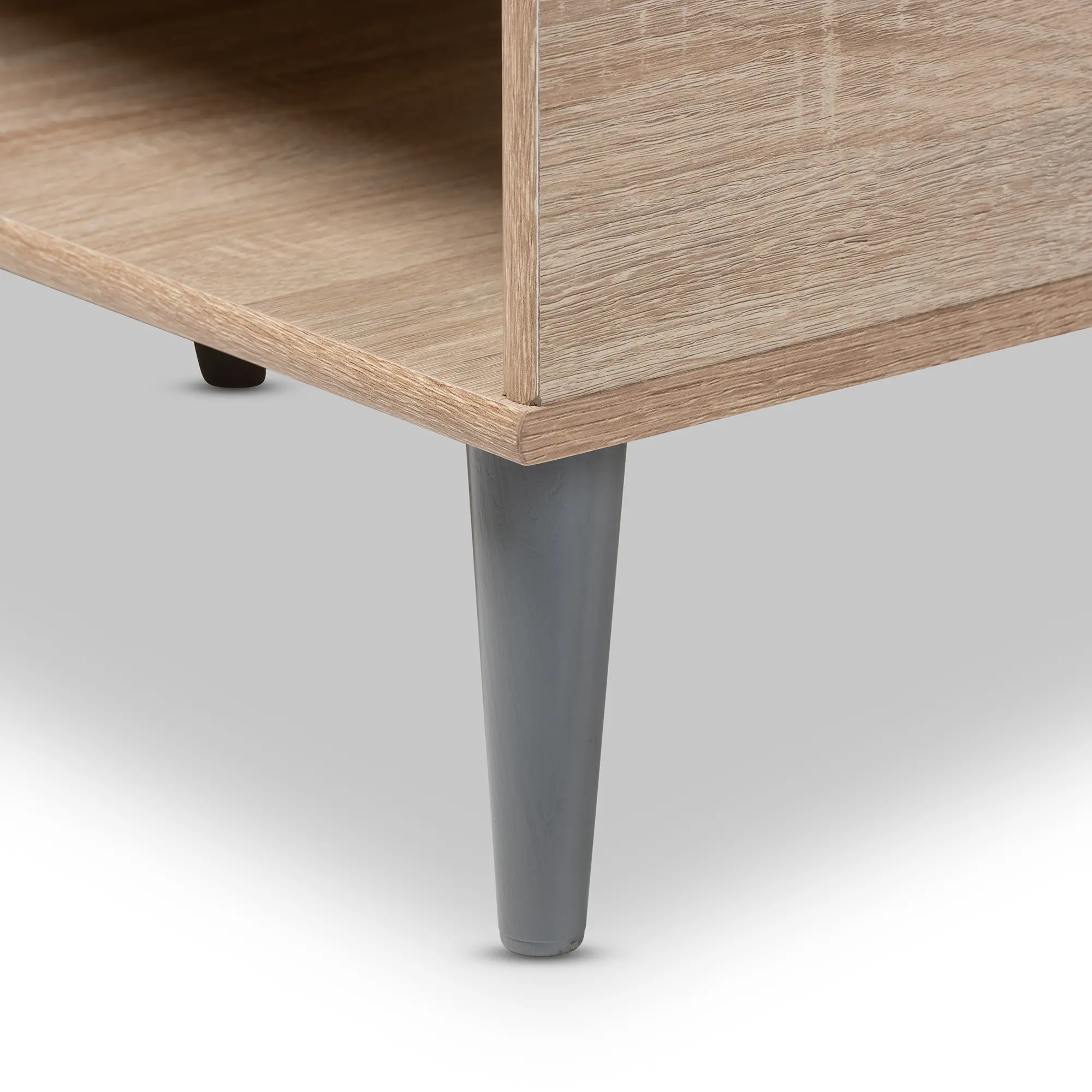 Mid Century Modern Oak and Light Grey Wood Coffee Table - Pierre -5